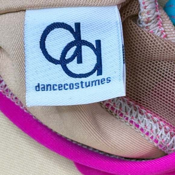 AA Dance Costumes FLORIDA Leotard Pink Blue Mesh Cut Out Child Med CM Photoshoot - Picture 6 of 8